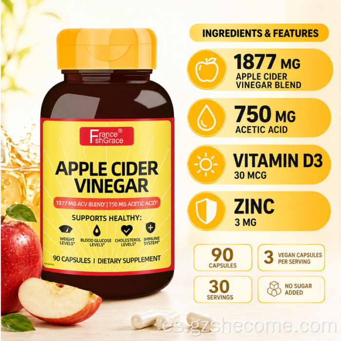Shecome Vinagre de Sidra de Manzana Cápsulas Apoyo al Colesterol